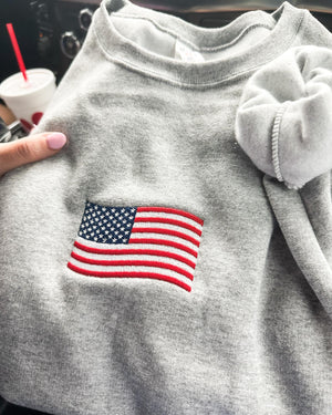 USA Embroidered Flag Pullover Sweatshirt