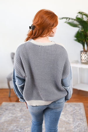 Chasity Denim-Sleeve Sweater FINAL SALE