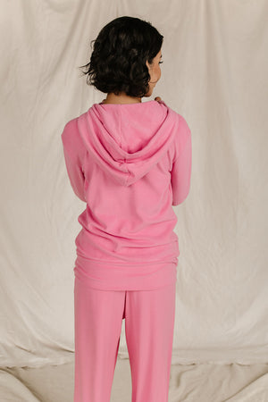 Halfzip Performance Fleece Hoodie Sweatshirt - Pink Tulip