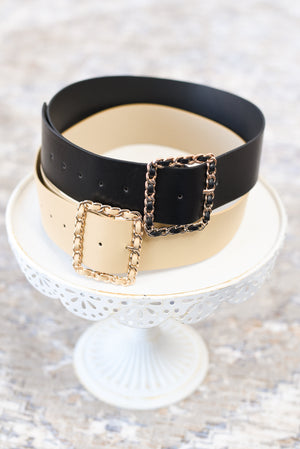 Square Laced Chain Buckle Belt