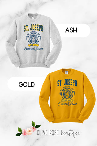 St. Joseph Catholic School Stamp Sweatshirt 🐯SCHOOL UNIFORM APPROVED🐯 (MADE TO ORDER)