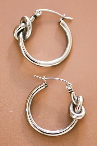 Stainless Steel Knot Hoop Earrings