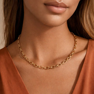 18K Gold Dipped Stainless Steel Oval Chain Necklace