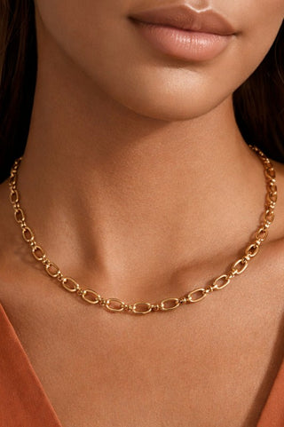 18K Gold Dipped Stainless Steel Oval Chain Necklace