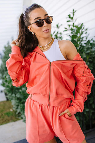 University Full Zip Hoodie - Love Story Grapefruit