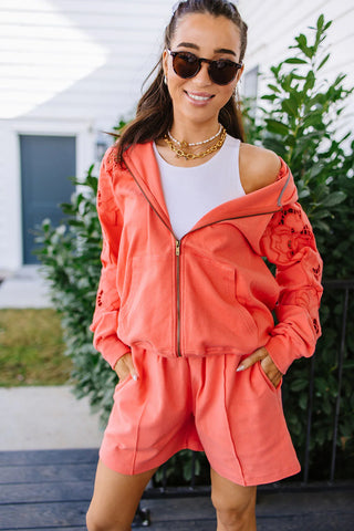 University Full Zip Hoodie - Love Story Grapefruit