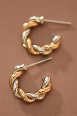 18k Gold Plated Twisted Hoop Earrings