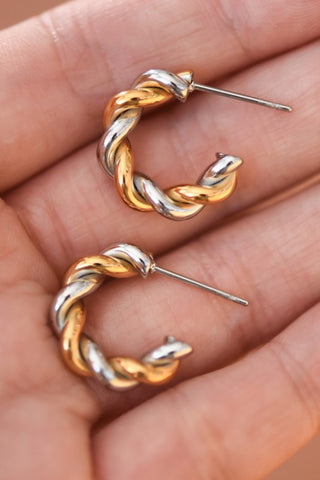 18k Gold Plated Twisted Hoop Earrings