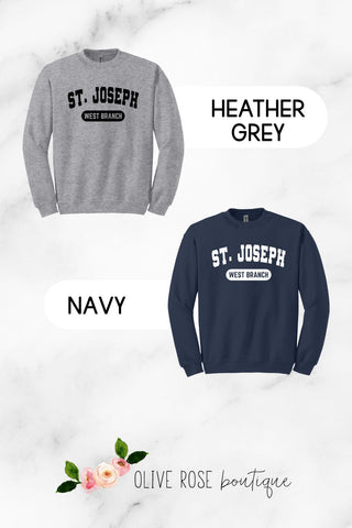 St. Joseph West Branch Crewneck Sweatshirt 🐯SCHOOL UNIFORM APPROVED🐯 (MADE TO ORDER)