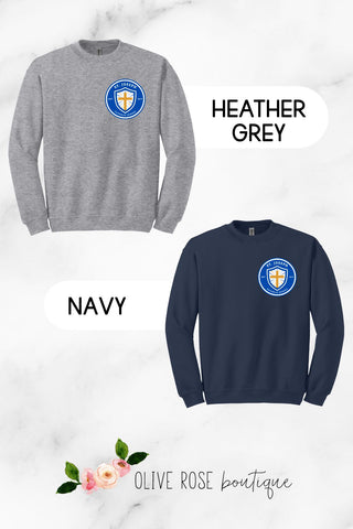 St. Joseph Small Logo Crewneck Sweatshirt 🐯SCHOOL UNIFORM APPROVED🐯 (MADE TO ORDER)