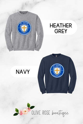 St. Joseph Full Logo Crewneck Sweatshirt 🐯SCHOOL UNIFORM APPROVED🐯 (MADE TO ORDER)