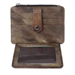 Driftwood Cove Embossed Leather Credit Card Holder