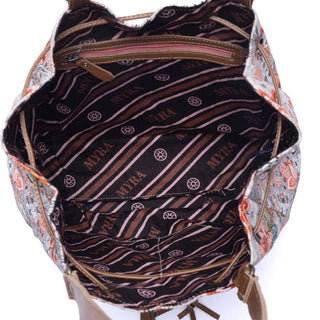 Southern Bloom Cotton & Leather Bucket Bag