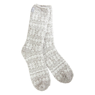 Fair Isle Silver Cozy Crew Socks