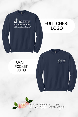 St. Joseph Believe, Achieve, Succeed Crewneck Sweatshirt 🐯SCHOOL UNIFORM APPROVED🐯 (MADE TO ORDER)