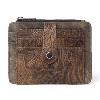 Driftwood Cove Embossed Leather Credit Card Holder