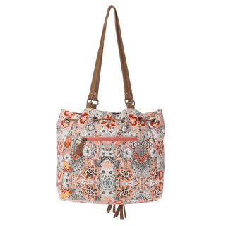 Southern Bloom Cotton & Leather Bucket Bag