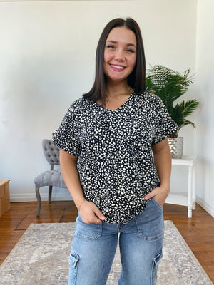 Andie Animal Print V-Neck Top