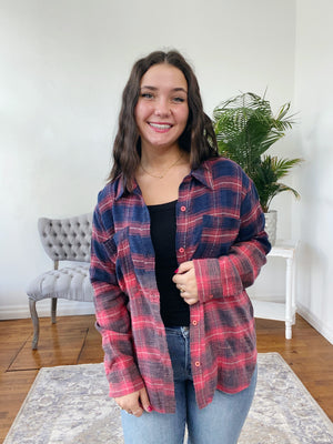 Carly Dip-Dye Plaid Flannel