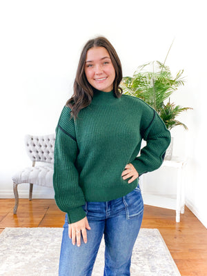 Halle Colorblock Mock-Neck Sweater