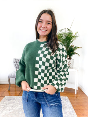 Emerson Checkered Crew-Neck Sweater