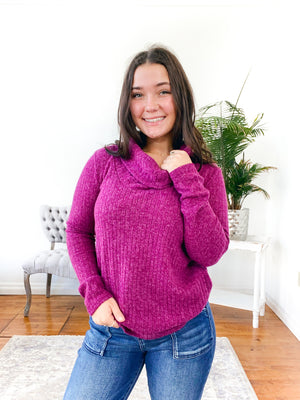 Kerri Cowl-Neck Brushed Sweater