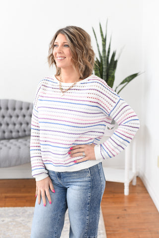 Meagan Open Knit Striped Sweater