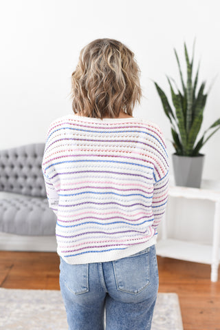 Meagan Open Knit Striped Sweater