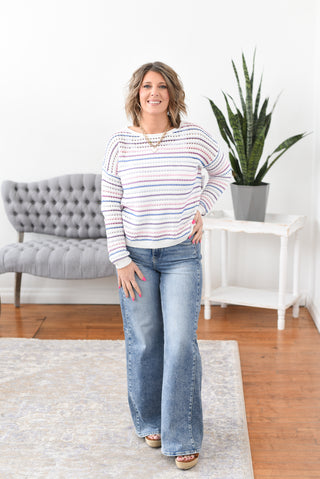 Meagan Open Knit Striped Sweater