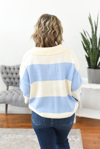 Skye Striped Color Block Sweater Knit Top