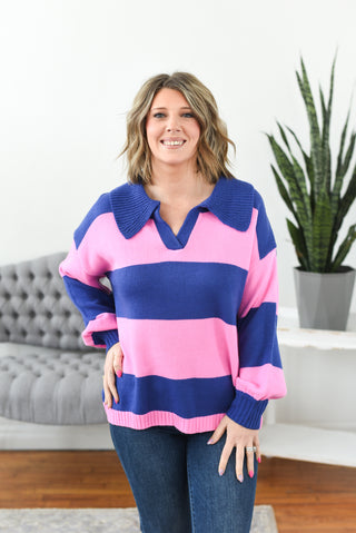 Skye Striped Color Block Sweater Knit Top