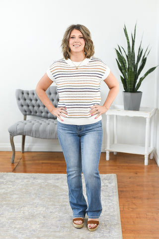Ashleigh Striped Sweater Knit Top