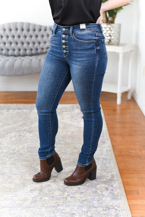 Gabrielle Button Fly Skinny Judy Blue Jeans