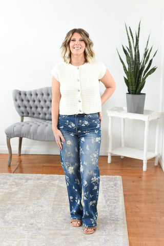 Maxine High Rise Wide Leg Floral Mica Jeans