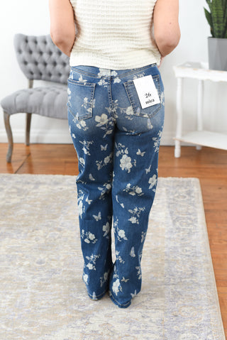 Maxine High Rise Wide Leg Floral Mica Jeans