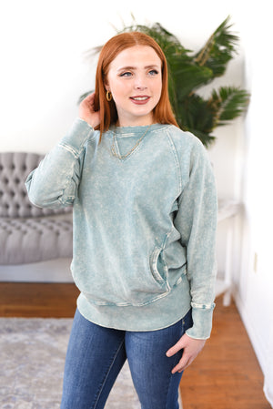 Josie Acid Wash Pullover Sweatshirt