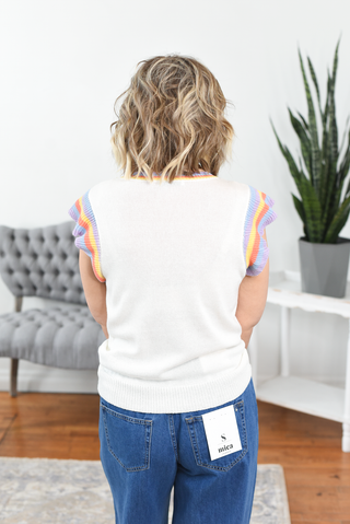 Rayelle Rainbow Trim Sleeveless Top