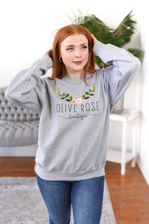 Olive Rose Logo Crewneck Sweatshirt (MADE TO ORDER 2-4 Business Days)