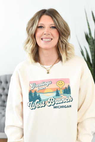 Greetings from West Branch Pullover Sweatshirt