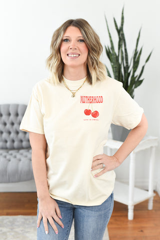 Motherhood Life is Sweet Graphic Tee - Pocket Logo