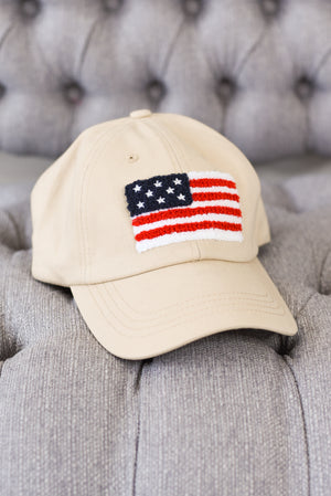 Chenille USA Flag Patch Hat
