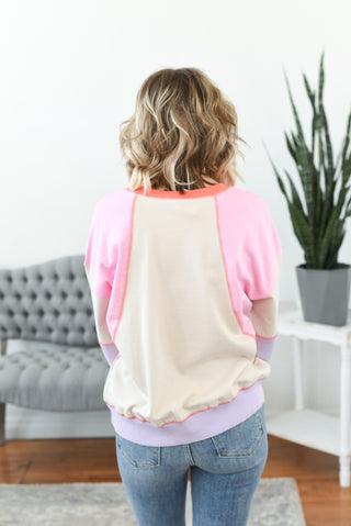 Jaymes Color Block Henley Pullover Top