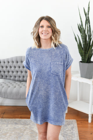 mineral wash t shirt dress Grace and Lace Mineral Washed T-Shirt Dress in Washed Navy