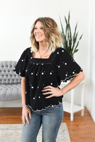 Daisy Embroidered Top