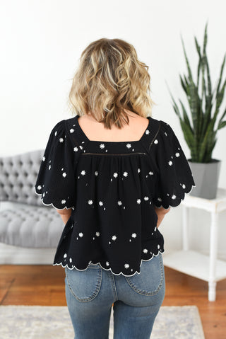 Daisy Embroidered Top