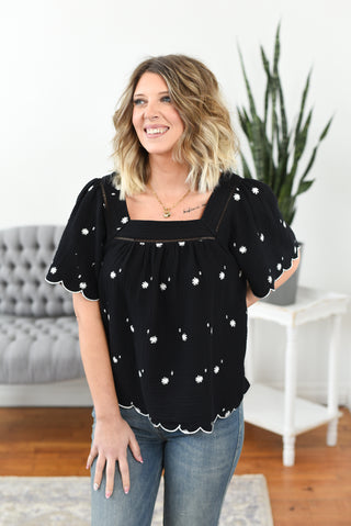 Daisy Embroidered Top