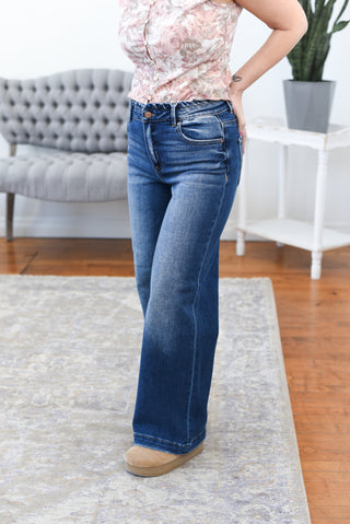 Lauryn High Rise Cropped Wide Leg Risen Jeans