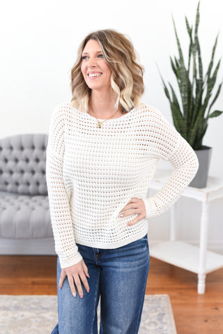 Rylie Open Crochet Knit Sweater