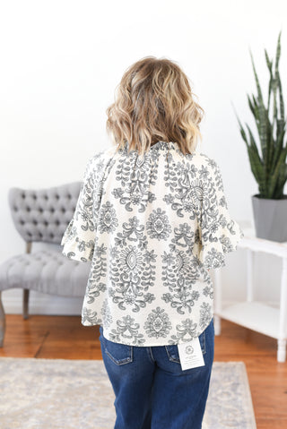 Selea Printed Blouse Top
