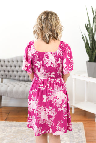 Rachael Smocked Flutter Sleeve Mini Dress